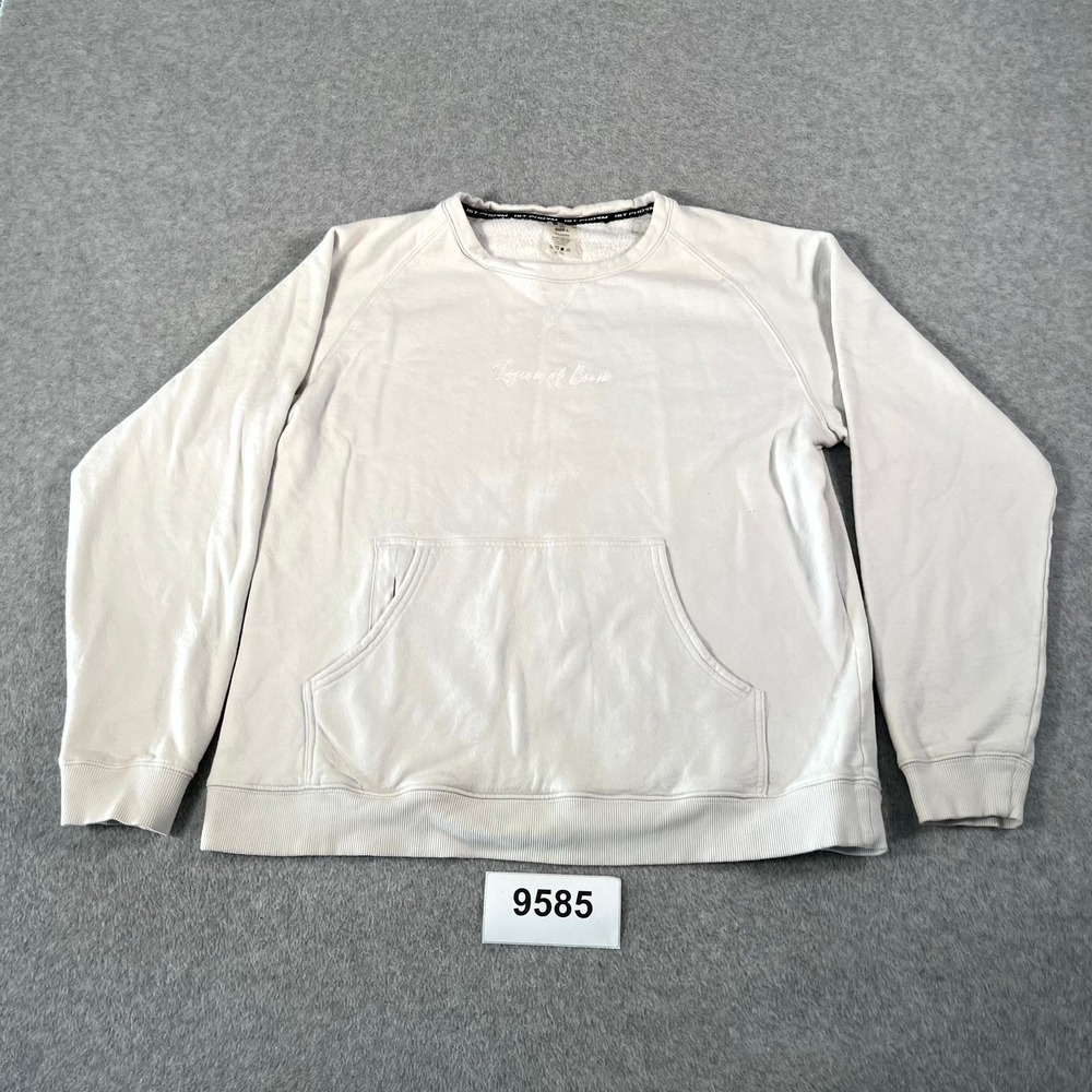 1st Phorm Sweatshirt Mens Large White Fleece Cotton‎ Crew Neck Kangaroo Pocket